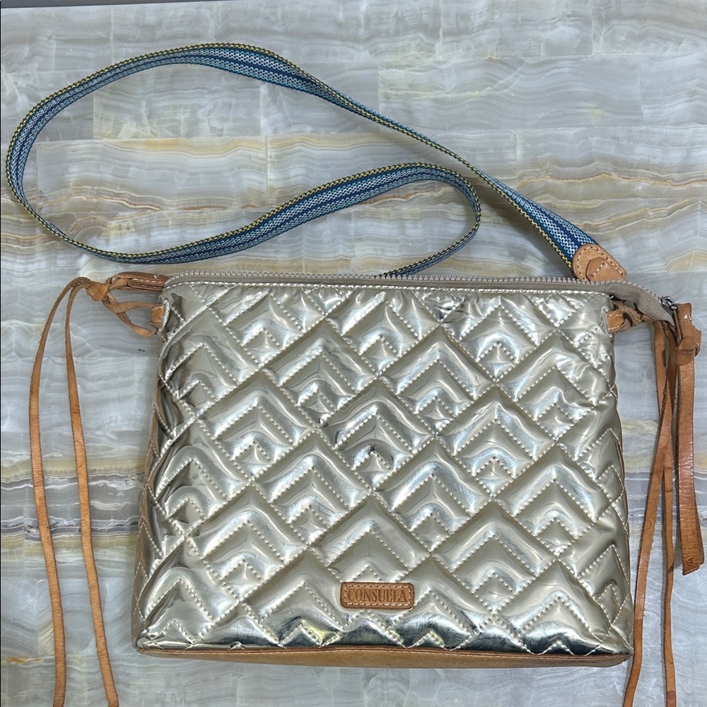 Consuela Metallic Quilted Crossbody Bag